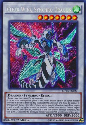Clear Wing Synchro Dragon [MP16-EN022] Secret Rare - Yu-Gi-Oh! - Card Brawlers | Quebec | Canada |