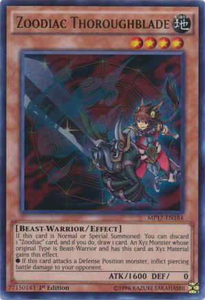 Zoodiac Thoroughblade [MP17-EN184] Ultra Rare - Yu-Gi-Oh! - Card Brawlers | Quebec | Canada |