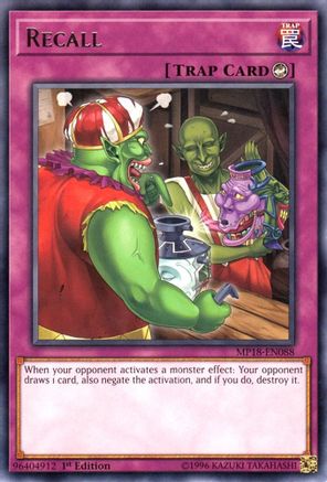 Recall [MP18-EN088] Rare - Yu-Gi-Oh! - Card Brawlers | Quebec | Canada |