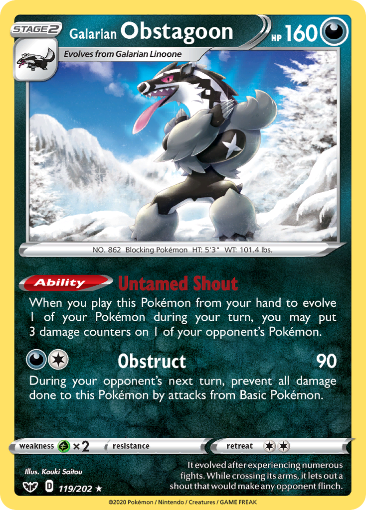 Galarian Obstagoon (119/202) [Sword & Shield: Base Set] - Pokémon - Card Brawlers | Quebec | Canada |