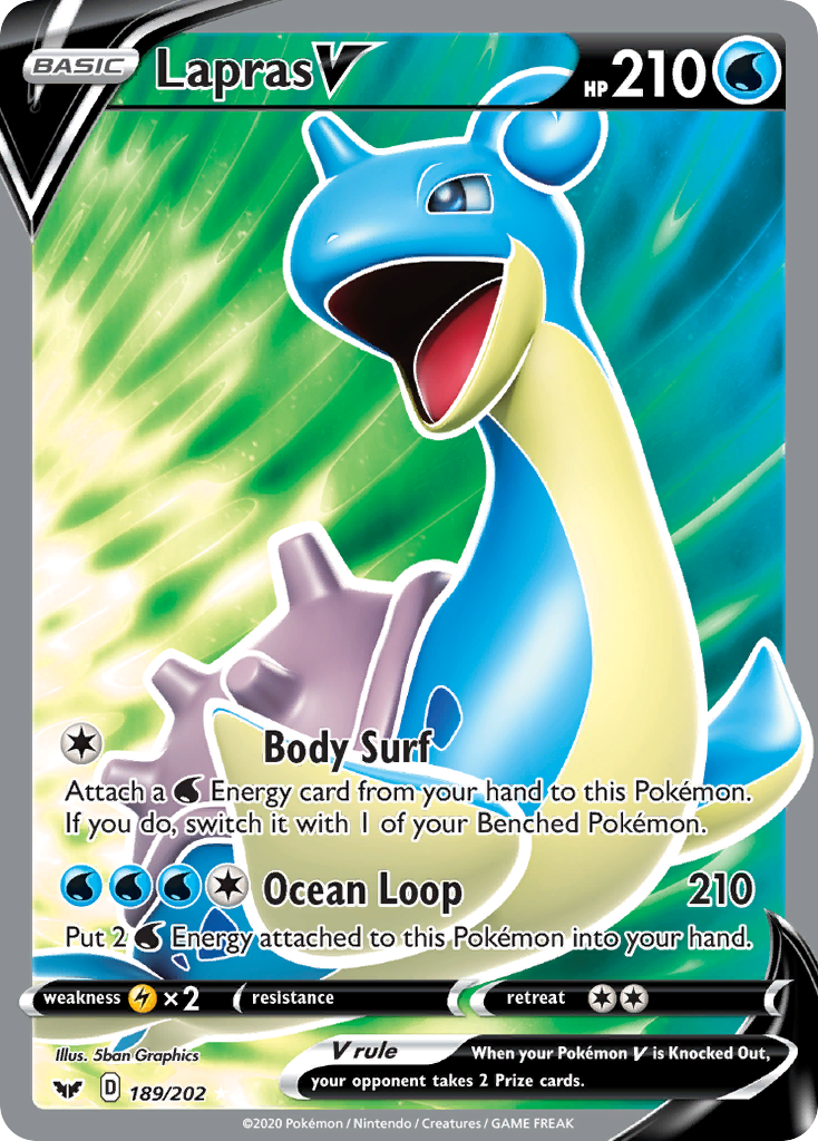 Lapras V (189/202) [Sword & Shield: Base Set] - Pokémon - Card Brawlers | Quebec | Canada |