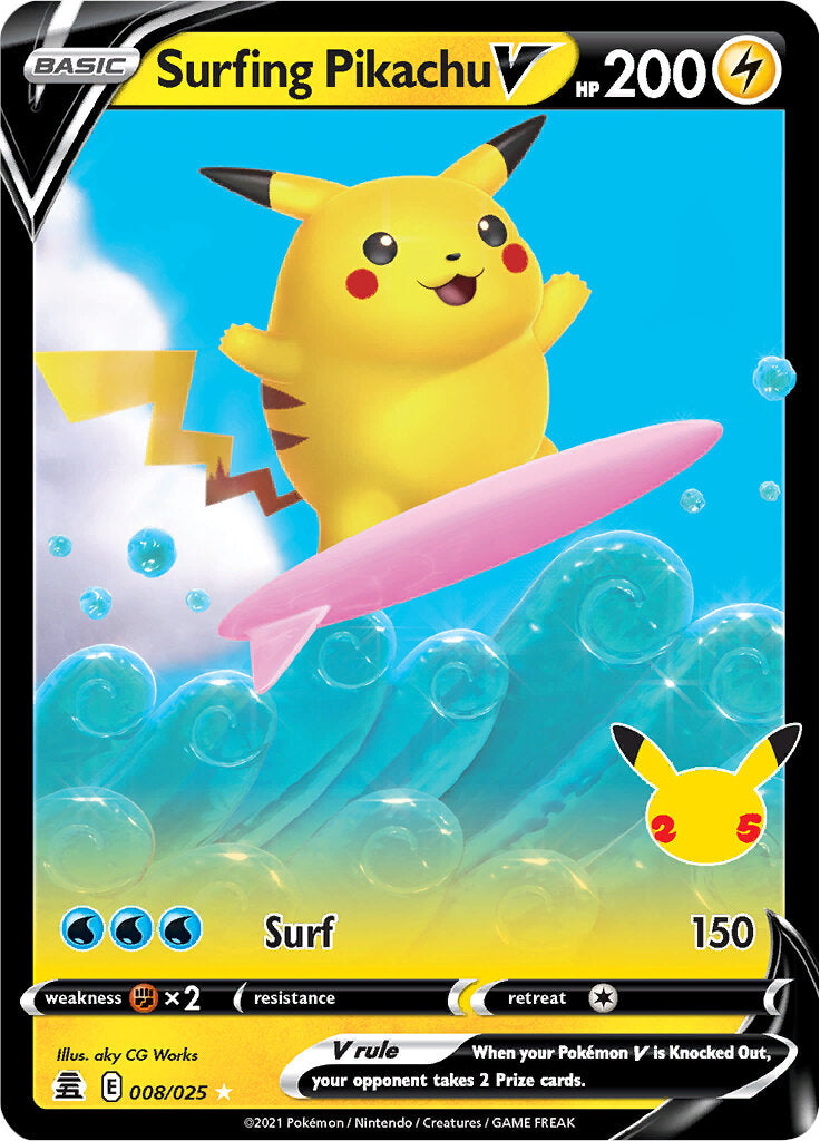 Surfing Pikachu V (008/025) [Celebrations: 25th Anniversary] - Pokémon - Card Brawlers | Quebec | Canada |