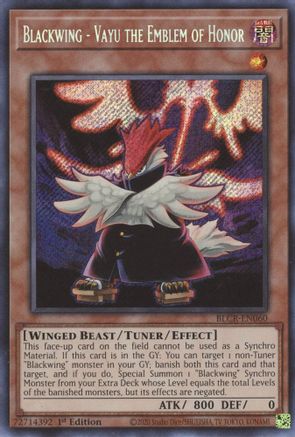 Blackwing - Vayu the Emblem of Honor [BLCR-EN060] Secret Rare - Yu-Gi-Oh! - Card Brawlers | Quebec | Canada |