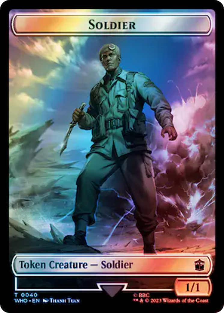 Soldier // Mark of the Rani Double-Sided Token (Surge Foil) [Doctor Who Tokens] - Magic: The Gathering - Card Brawlers | Quebec | Canada |