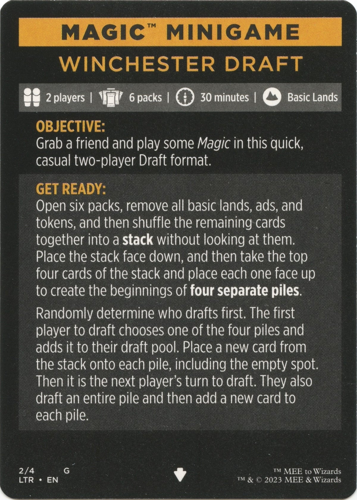 Winchester Draft (Magic Minigame) [The Lord of the Rings: Tales of Middle-Earth Minigame] - Magic: The Gathering - Card Brawlers | Quebec | Canada |