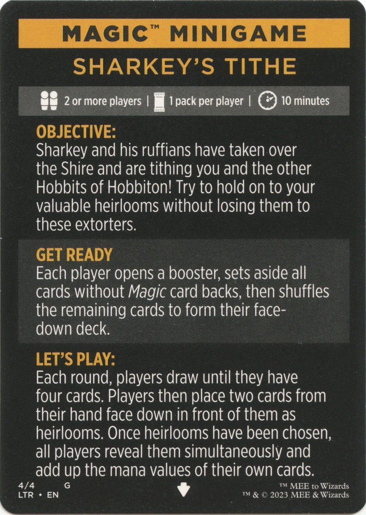 Sharkey's Tithe (Magic Minigame) [The Lord of the Rings: Tales of Middle-Earth Minigame] - Magic: The Gathering - Card Brawlers | Quebec | Canada |