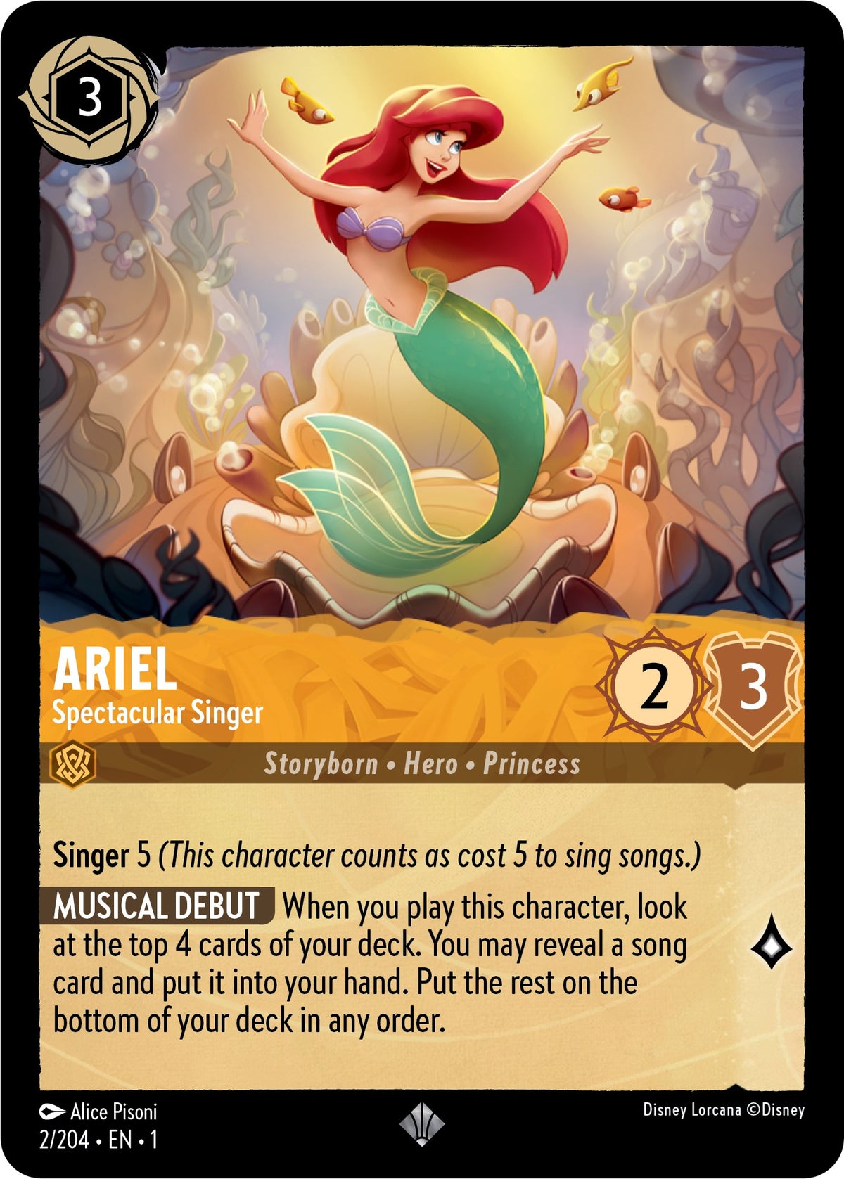 Ariel - Spectactular Singer (2/204) [The First Chapter] - Disney - Card Brawlers | Quebec | Canada |
