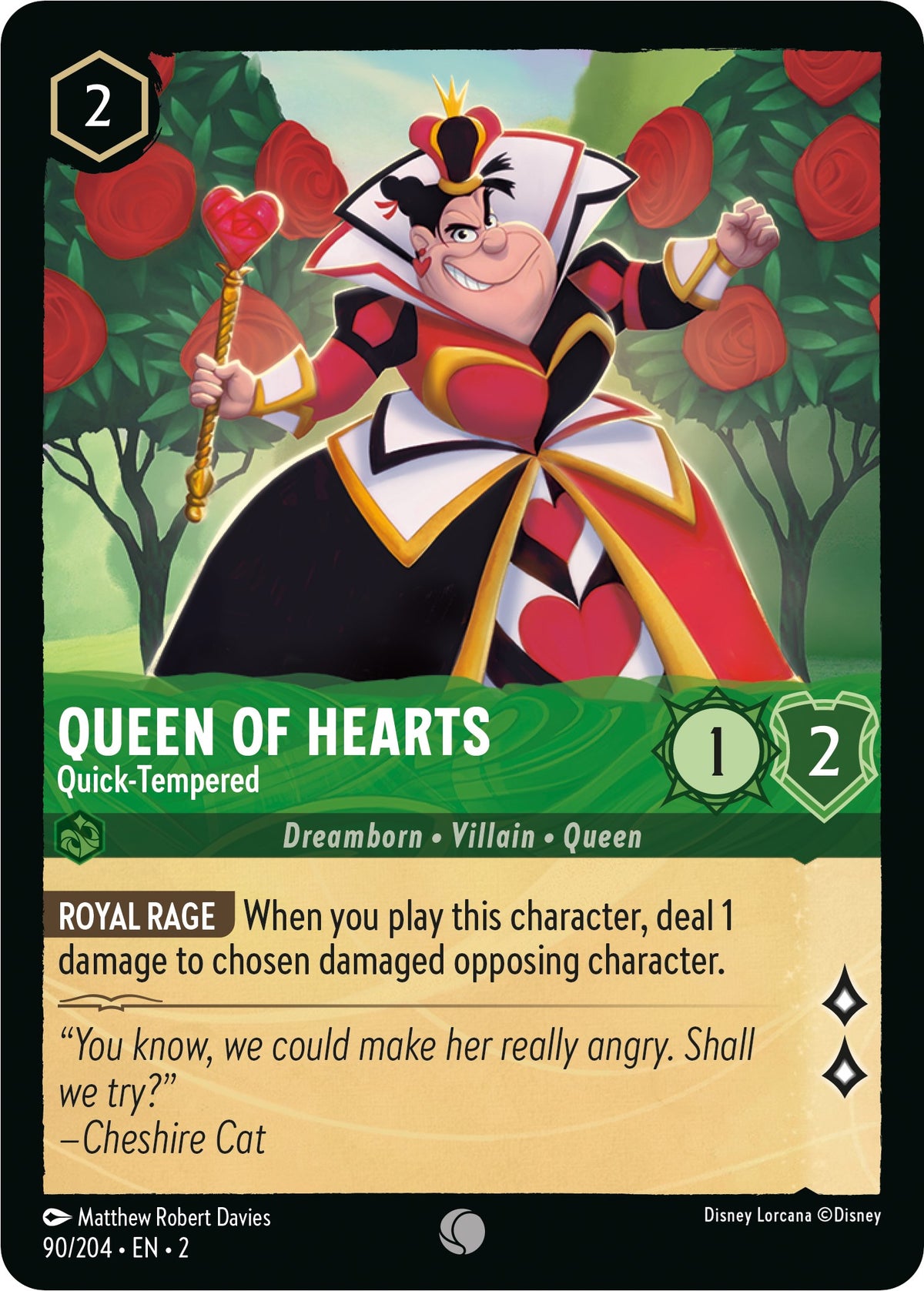 Queen of Hearts - Quick-Tempered (90/204) [Rise of the Floodborn] - Disney - Card Brawlers | Quebec | Canada |