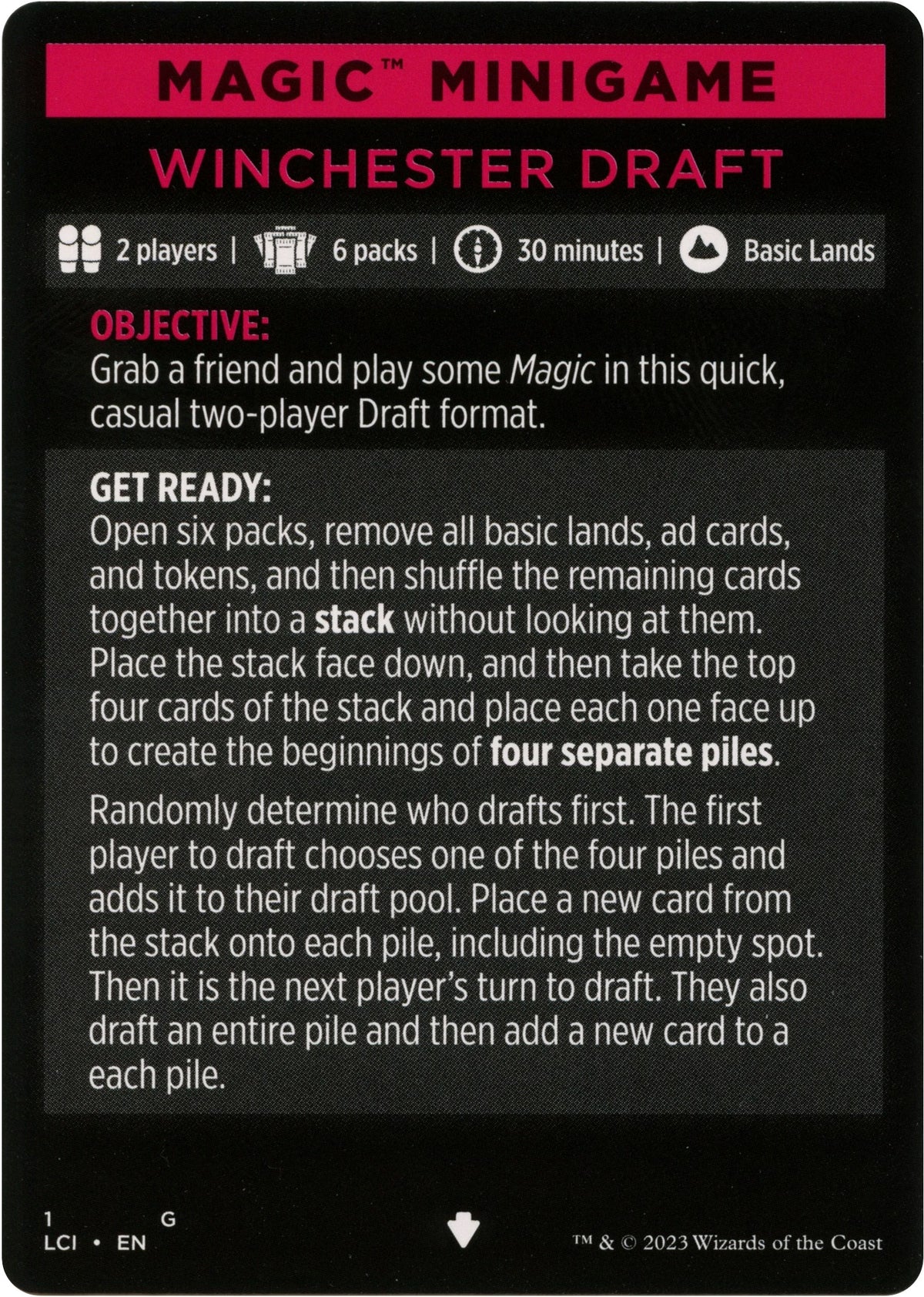 Winchester Draft (Magic Minigame) [The Lost Caverns of Ixalan Minigame] - Magic: The Gathering - Card Brawlers | Quebec | Canada |
