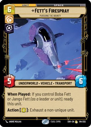 Fett's Firespray - Pursuing the Bounty (184/252) [Spark of Rebellion] - Fantasy Flight Games - Card Brawlers | Quebec | Canada |