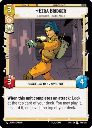 Ezra Bridger - Resourceful Troublemaker (192/252) [Spark of Rebellion] - Fantasy Flight Games - Card Brawlers | Quebec | Canada |