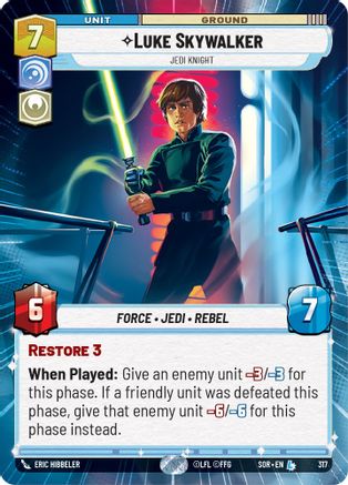 Luke Skywalker - Jedi Knight (Hyperspace) (317) [Spark of Rebellion] - Fantasy Flight Games - Card Brawlers | Quebec | Canada |