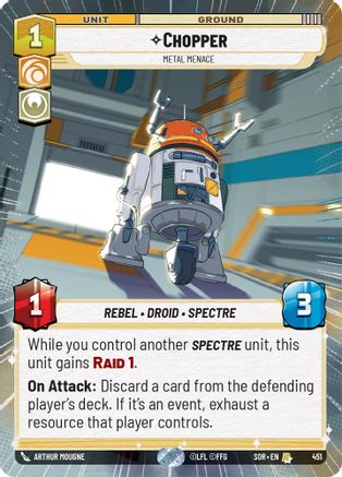 Chopper - Metal Menace (Hyperspace) (451) [Spark of Rebellion] - Fantasy Flight Games - Card Brawlers | Quebec | Canada |