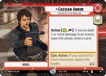 Cassian Andor - Dedicated to the Rebellion (Hyperspace) (279) [Spark of Rebellion] - Fantasy Flight Games - Card Brawlers | Quebec | Canada |