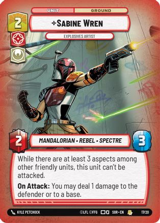 Sabine Wren - Explosives Artist (17/20) [Spark of Rebellion: Weekly Play] - Fantasy Flight Games - Card Brawlers | Quebec | Canada |
