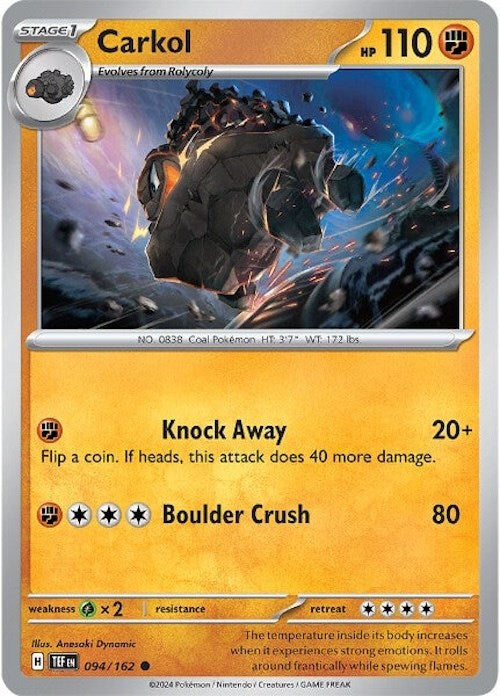 Carkol (094/162) [Scarlet & Violet: Temporal Forces] - Pokémon - Card Brawlers | Quebec | Canada |