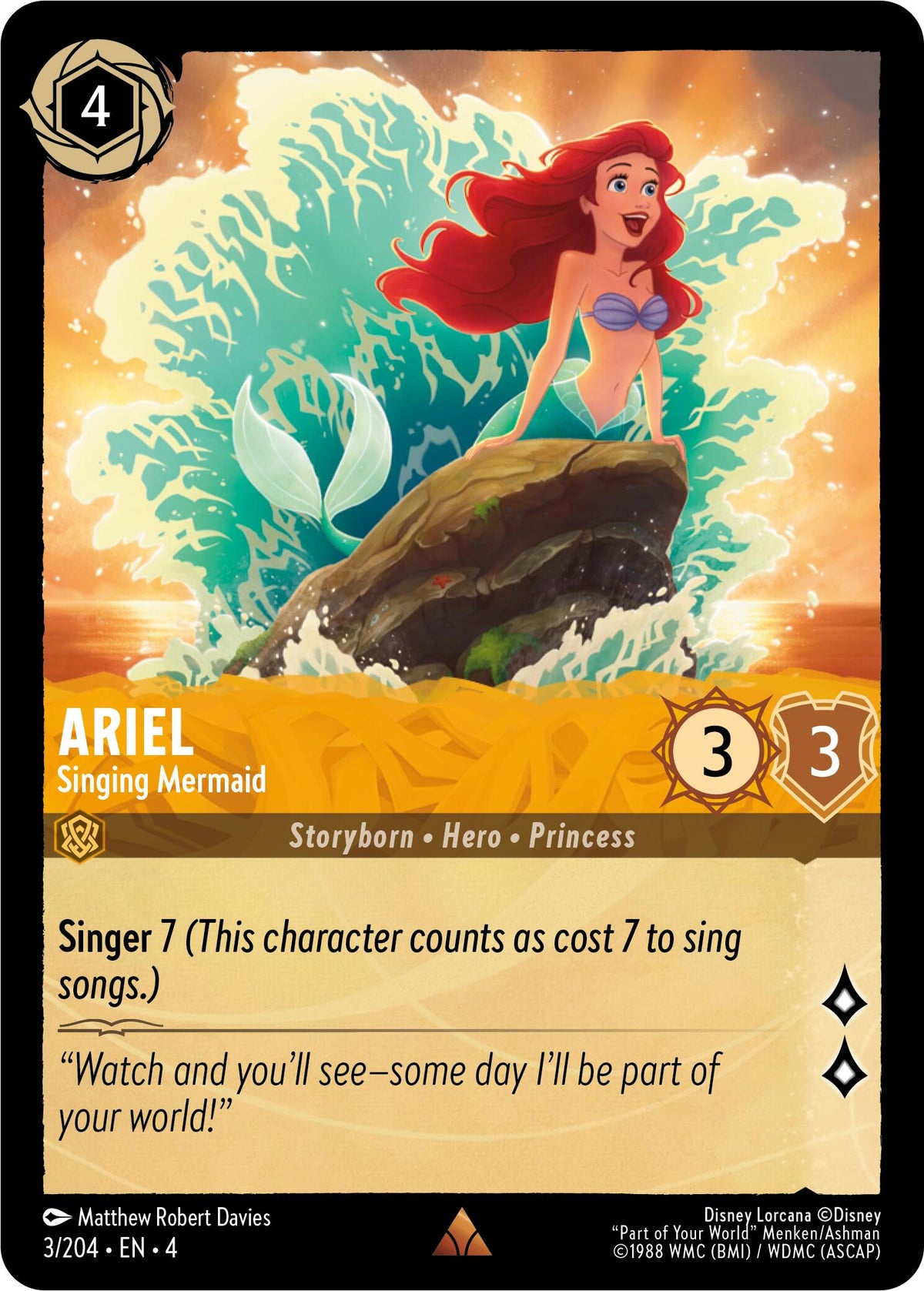 Ariel - Singing Mermaid (3/204) [Ursula's Return] - Disney - Card Brawlers | Quebec | Canada |