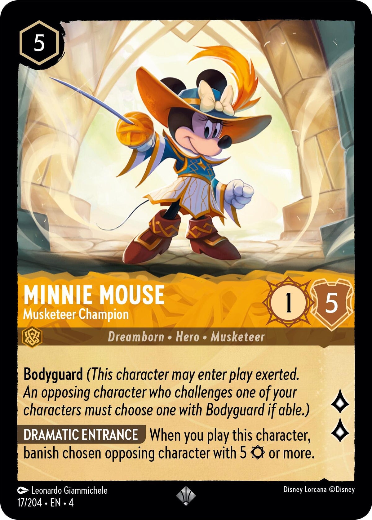 Minnie Mouse - Musketeer Champion (17/204) [Ursula's Return] - Disney - Card Brawlers | Quebec | Canada |