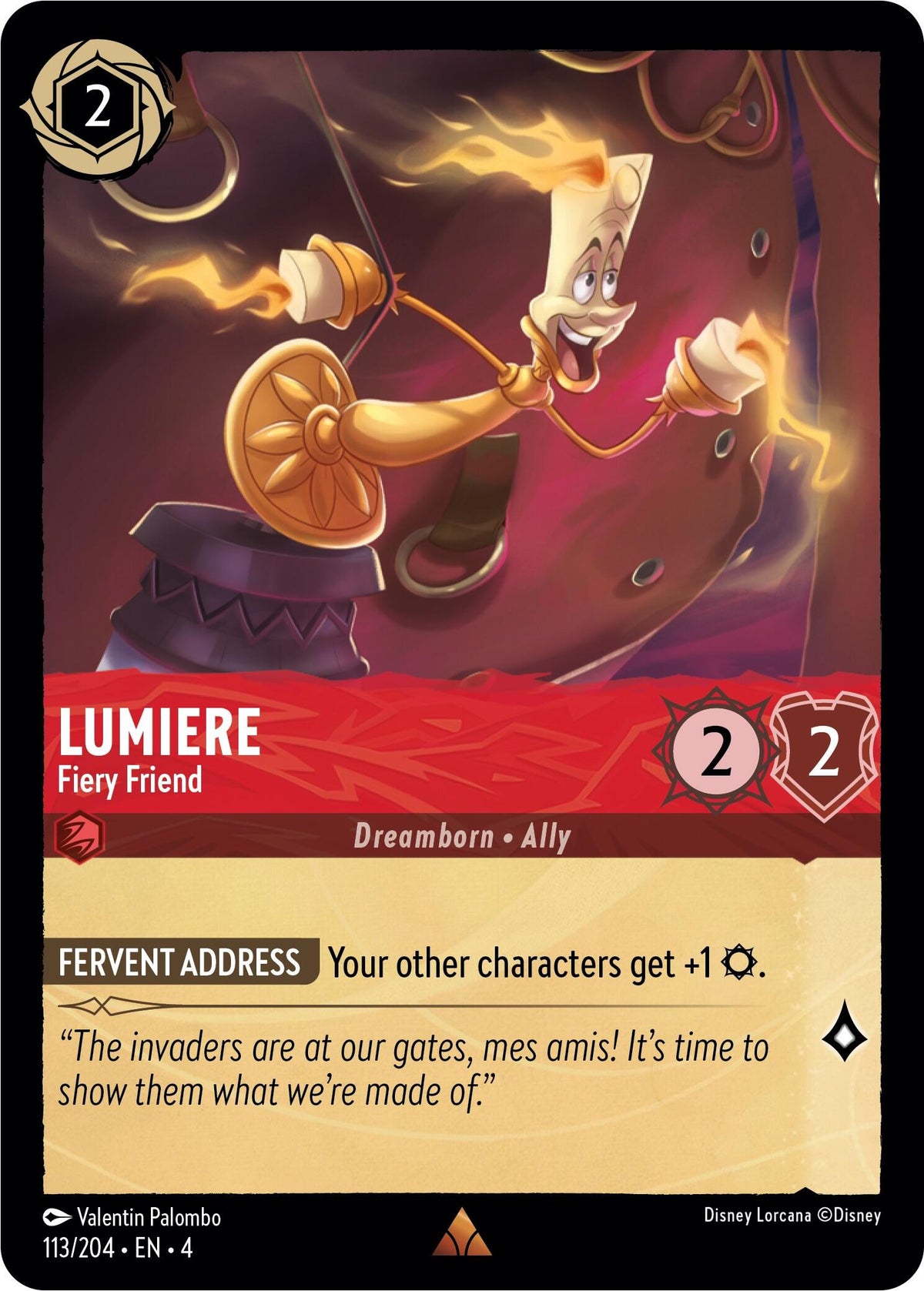 Lumiere - Fiery Friend (113/204) [Ursula's Return] - Disney - Card Brawlers | Quebec | Canada |