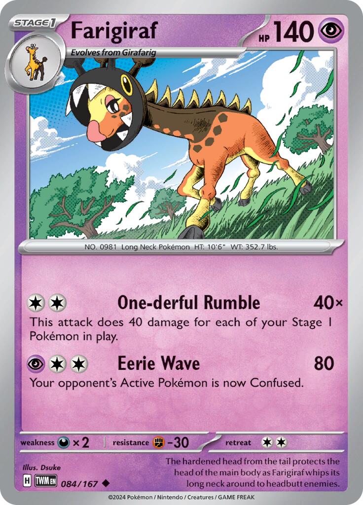 Farigiraf (084/167) [Scarlet & Violet: Twilight Masquerade] - Pokémon - Card Brawlers | Quebec | Canada |