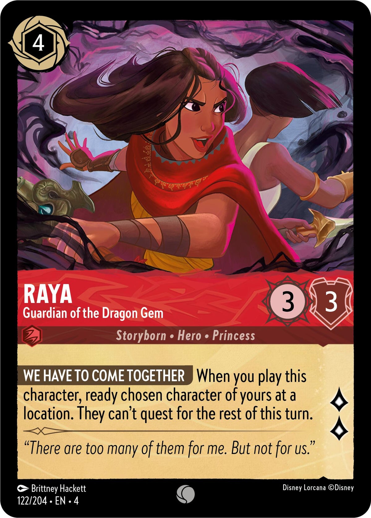Raya - Guardian of the Dragon Gem (122/204) [Ursula's Return] - Disney - Card Brawlers | Quebec | Canada |