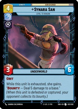 Synara San - Loyal to Kragan (033/262) (033/262) [Shadows of the Galaxy] - Fantasy Flight Games - Card Brawlers | Quebec | Canada |