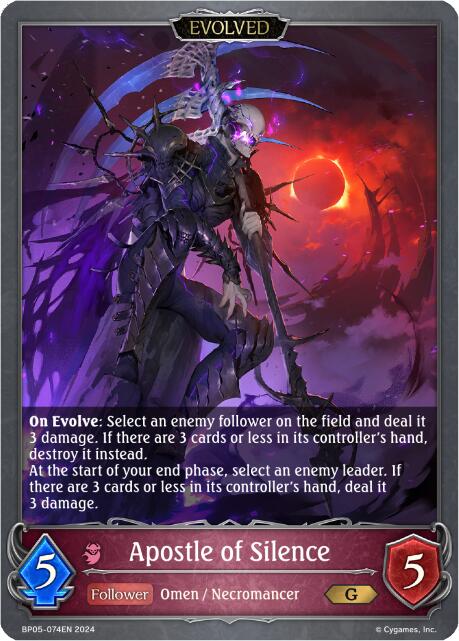 Apostle of Silence (Evolved) (BP05-074EN) [Omens Eternal] - Bushiroad - Card Brawlers | Quebec | Canada |
