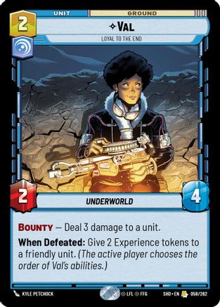 Val - Loyal to the End (058/262) (058/262) [Shadows of the Galaxy] - Fantasy Flight Games - Card Brawlers | Quebec | Canada |