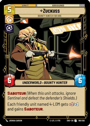 Zuckuss - Bounty Hunter for Hire (190/262) (190/262) [Shadows of the Galaxy] - Fantasy Flight Games - Card Brawlers | Quebec | Canada |