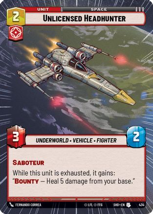 Unlicensed Headhunter (434) (Hyperspace) (434) [Shadows of the Galaxy] - Fantasy Flight Games - Card Brawlers | Quebec | Canada |