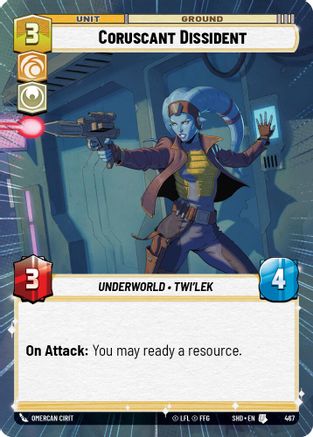 Coruscant Dissident (467) (Hyperspace) (467) [Shadows of the Galaxy] - Fantasy Flight Games - Card Brawlers | Quebec | Canada |