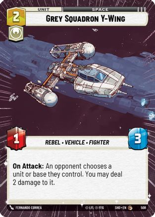 Grey Squadron Y-Wing (508) (Hyperspace) (508) [Shadows of the Galaxy] - Fantasy Flight Games - Card Brawlers | Quebec | Canada |