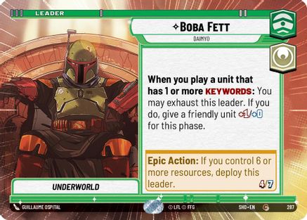 Boba Fett - Daimyo (287) (Hyperspace) (287) [Shadows of the Galaxy] - Fantasy Flight Games - Card Brawlers | Quebec | Canada |
