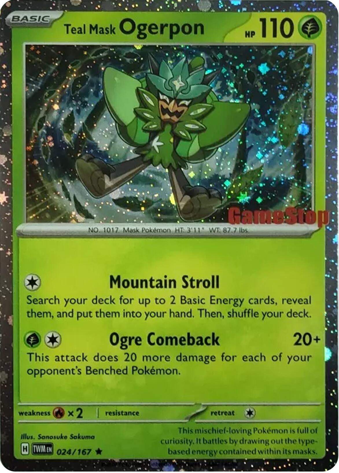 Teal Mask Ogerpon (024/167) (Cosmos Holo) (GameStop Exclusive) [Scarlet & Violet: Twilight Masquerade] - Pokémon - Card Brawlers | Quebec | Canada |