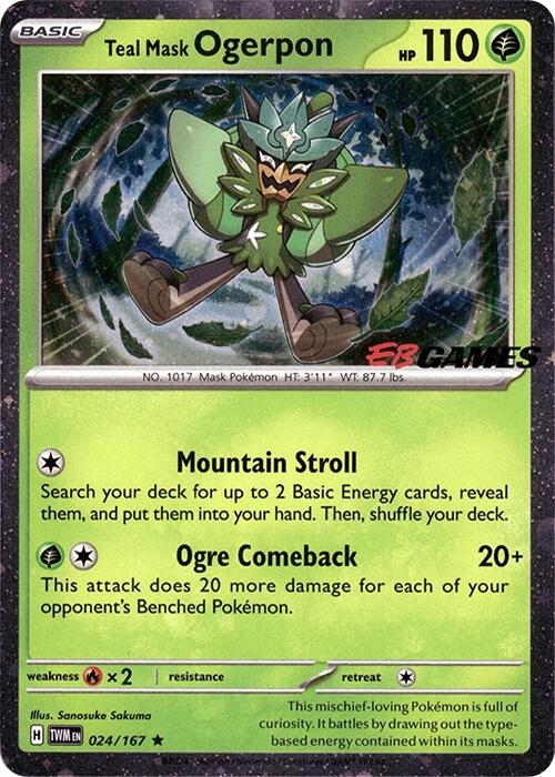Teal Mask Ogerpon (024/167) (Cosmos Holo) (EB Games Exclusive) [Scarlet & Violet: Twilight Masquerade] - Pokémon - Card Brawlers | Quebec | Canada |