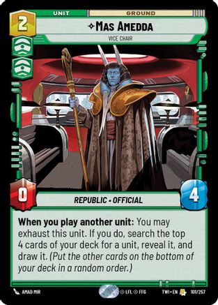 Mas Amedda - Vice Chair (101/257) (101/257) [Twilight of the Republic] - Fantasy Flight Games - Card Brawlers | Quebec | Canada |