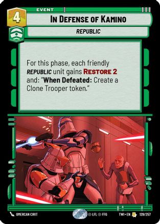 In Defense of Kamino (129/257) (129/257) [Twilight of the Republic] - Fantasy Flight Games - Card Brawlers | Quebec | Canada |