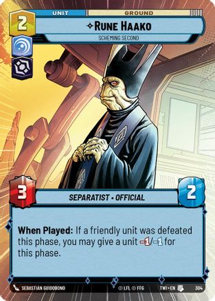 Rune Haako - Scheming Second (304) (Hyperspace) (304) [Twilight of the Republic] - Fantasy Flight Games - Card Brawlers | Quebec | Canada |