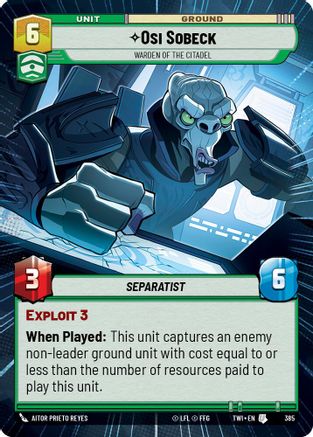 Osi Sobeck - Warden of the Citadel (385) (Hyperspace) (385) [Twilight of the Republic] - Fantasy Flight Games - Card Brawlers | Quebec | Canada |