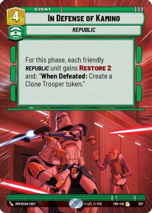 In Defense of Kamino (397) (Hyperspace) (397) [Twilight of the Republic] - Fantasy Flight Games - Card Brawlers | Quebec | Canada |