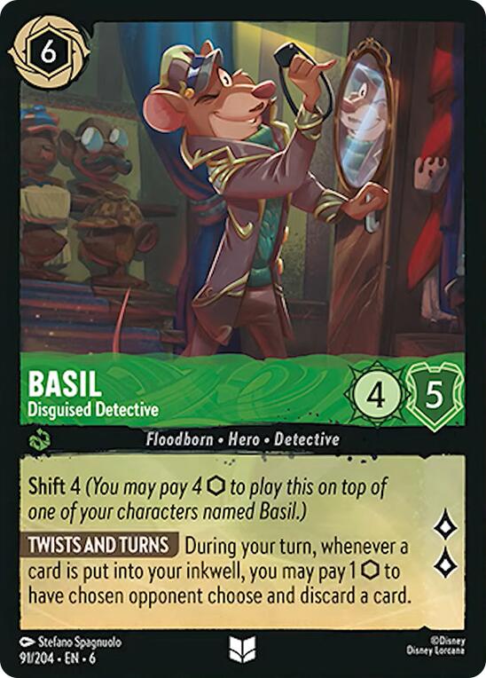 Basil - Disguised Detective (91/204) [Azurite Sea] - Disney - Card Brawlers | Quebec | Canada |
