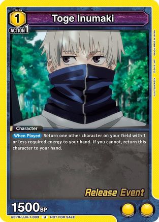 Toge Inumaki (003) (UEPR/JJK-1-003) - UE03BT Jujutsu Kaisen Release Event Cards