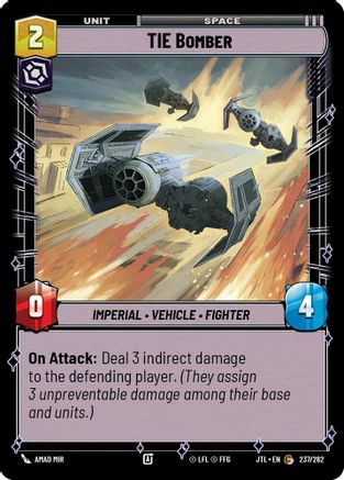TIE Bomber (237/262) (237/257) [Jump to Lightspeed] - Fantasy Flight Games - Card Brawlers | Quebec | Canada |