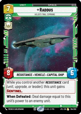Raddus - Holdo's Final Command (104/262) (104/257) [Jump to Lightspeed] - Fantasy Flight Games - Card Brawlers | Quebec | Canada |