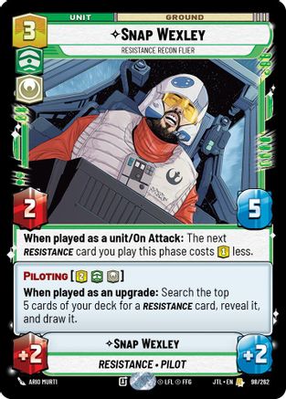 Snap Wexley - Resistance Recon Flier (098/262) (098/257) [Jump to Lightspeed] - Fantasy Flight Games - Card Brawlers | Quebec | Canada |