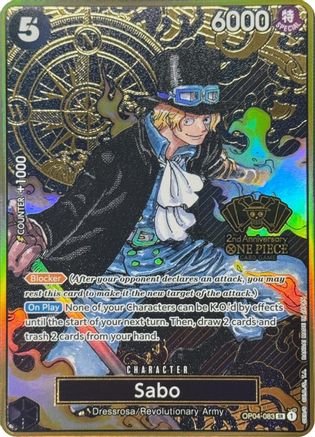 Sabo (One Piece Japanese Version 2nd Anniversary Set) (OP04-083) - One Piece Promotion Cards Foil