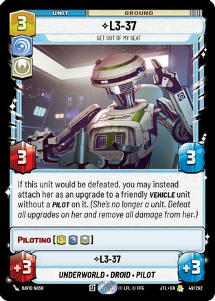 L3-37 - Get Out Of My Seat (049/262) (049/262) [Jump to Lightspeed] - Fantasy Flight Games - Card Brawlers | Quebec | Canada |