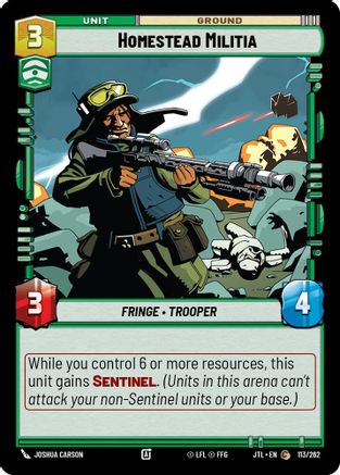 Homestead Militia (113/262) (113/262) [Jump to Lightspeed] - Fantasy Flight Games - Card Brawlers | Quebec | Canada |