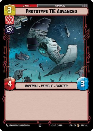 Prototype TIE Advanced (136/262) (136/262) [Jump to Lightspeed] - Fantasy Flight Games - Card Brawlers | Quebec | Canada |