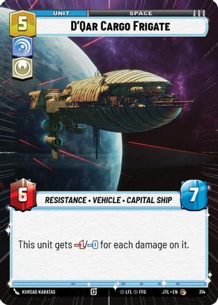 D'Qar Cargo Frigate (314) (Hyperspace) (314) [Jump to Lightspeed] - Fantasy Flight Games - Card Brawlers | Quebec | Canada |